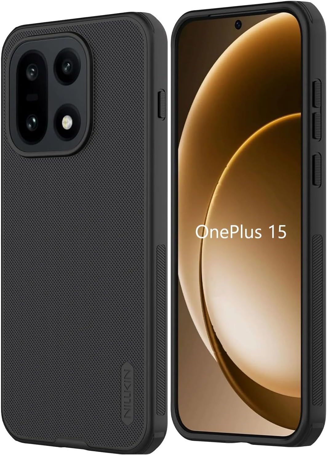Case Compatible with OnePlus 15 Nillkin Super Frosted Shield Pro Hard Back Soft Border (PC + TPU) Shock Absorb Cover Raised Bezel Camera Protect Black Color (OnePlus 15 (1+15))