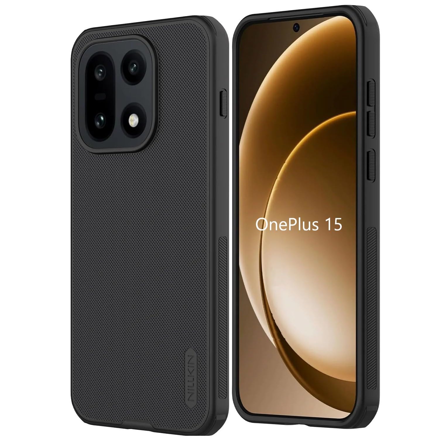 Case Compatible with OnePlus 15 Nillkin Super Frosted Shield Pro Hard Back Soft Border (PC + TPU) Shock Absorb Cover Raised Bezel Camera Protect Black Color (OnePlus 15 (1+15))