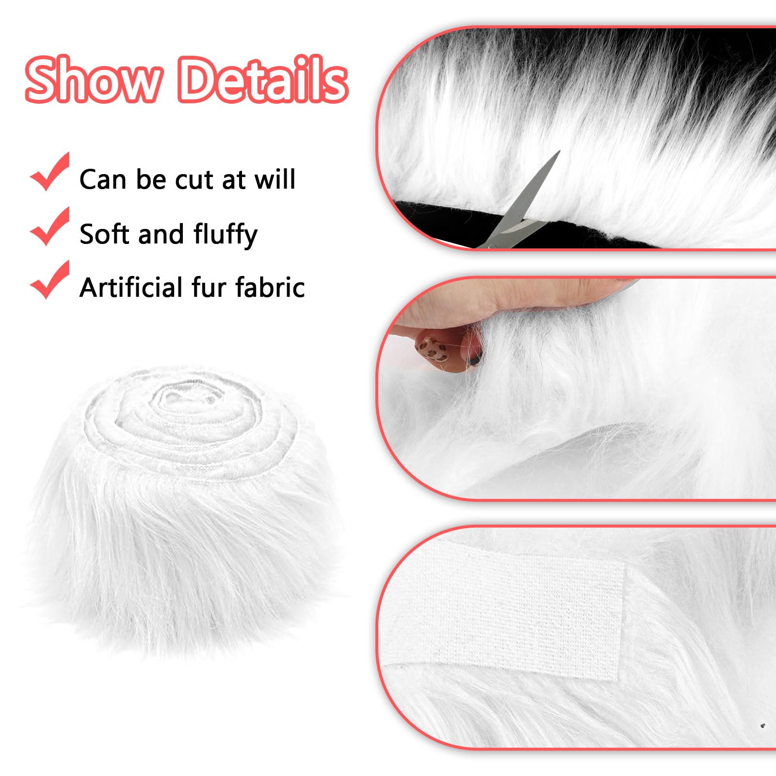 Dulynva Kunstfell Streifen 5x150cm - 4 Farben Fellstoff Für Basteln & DIY