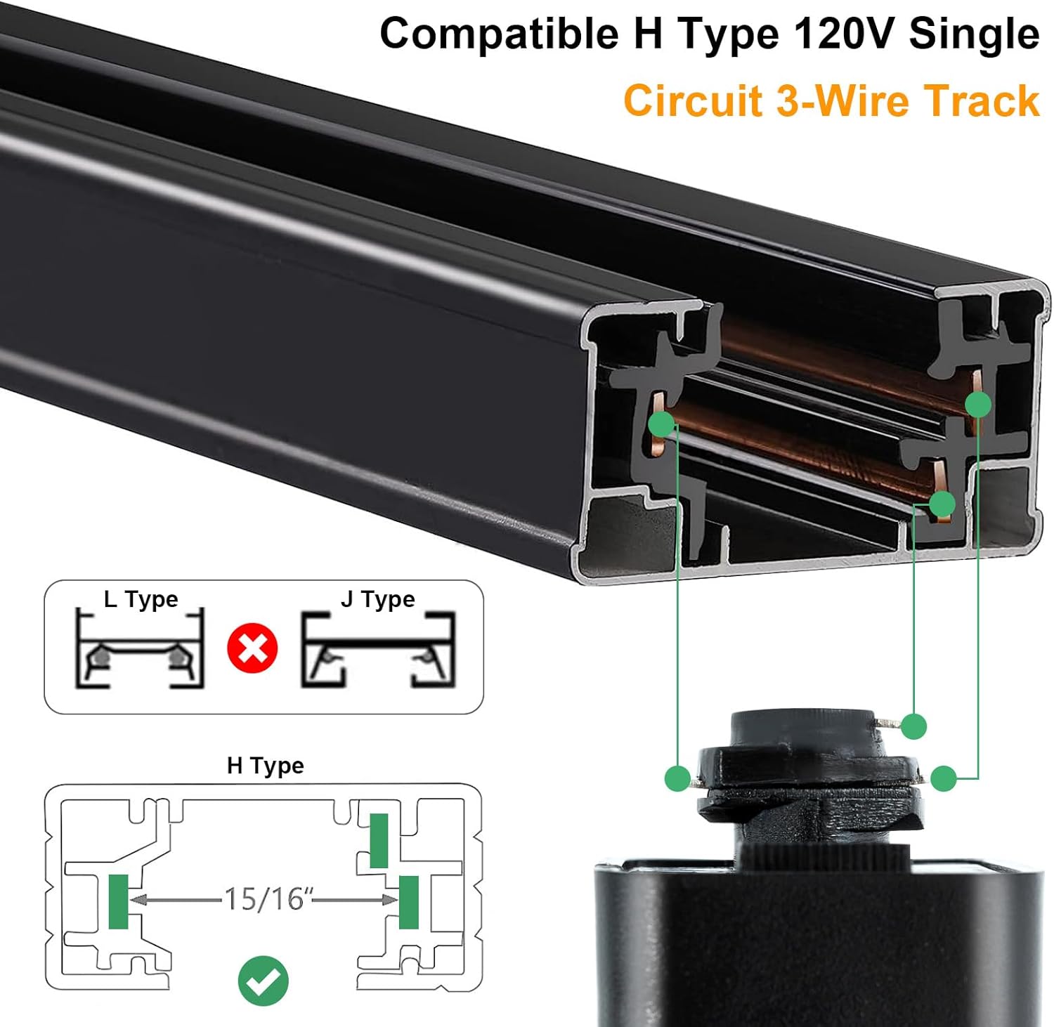 Adjustable Modern H-Type Track Lighting Heads, Farmhouse 3-Pack Real Pecan Wood and Brass Accent, Retail Display, Gallery Walls, E26 Base