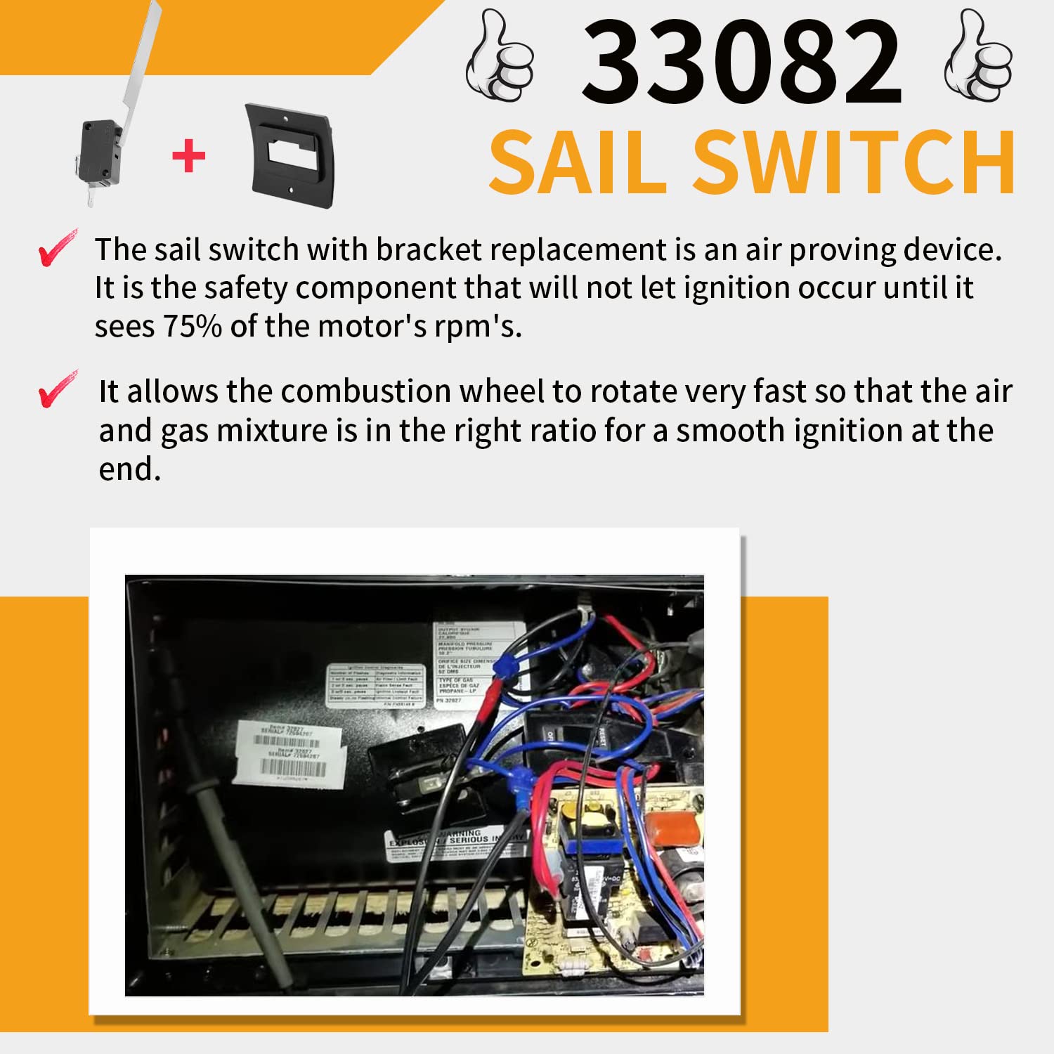 33082 Sail Switch with Bracket, SVC Df Sail Sw W/Brkt M/L Kit, Fit for Dometic Atwood RV Furnace