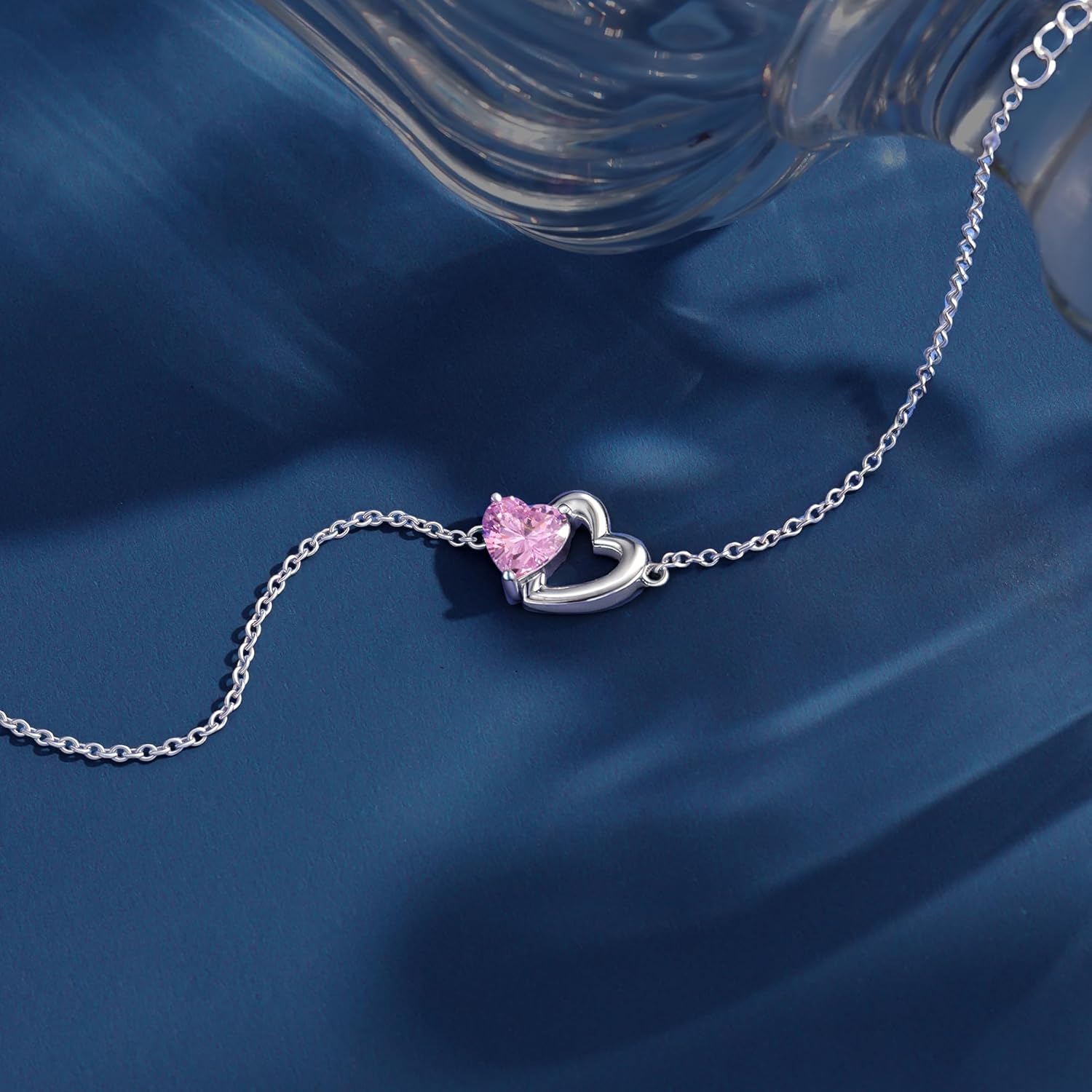 Pure Silver Women's Link Bracelets, Sterling Silver Birthstone Tennis Bracelets for Women, Perfect Gifts for Mom Girlfriend Wife Daughter - Image 5