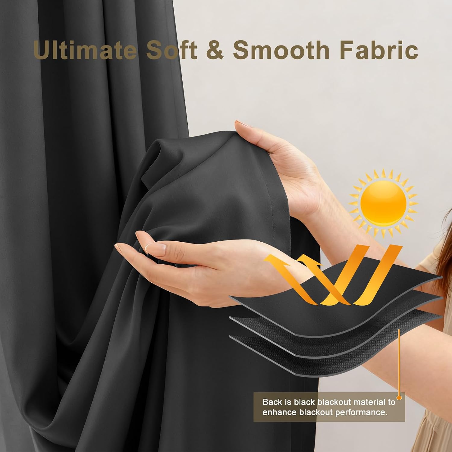 MaKefeile Pinch Pleated Curtains Blackout Two Pages Pinch Pleated Drapes for Bedroom Living Room，Black Liner Thermal Insulated Draperies with Hooks&Curtain Ring W40 x H84 Inch Black