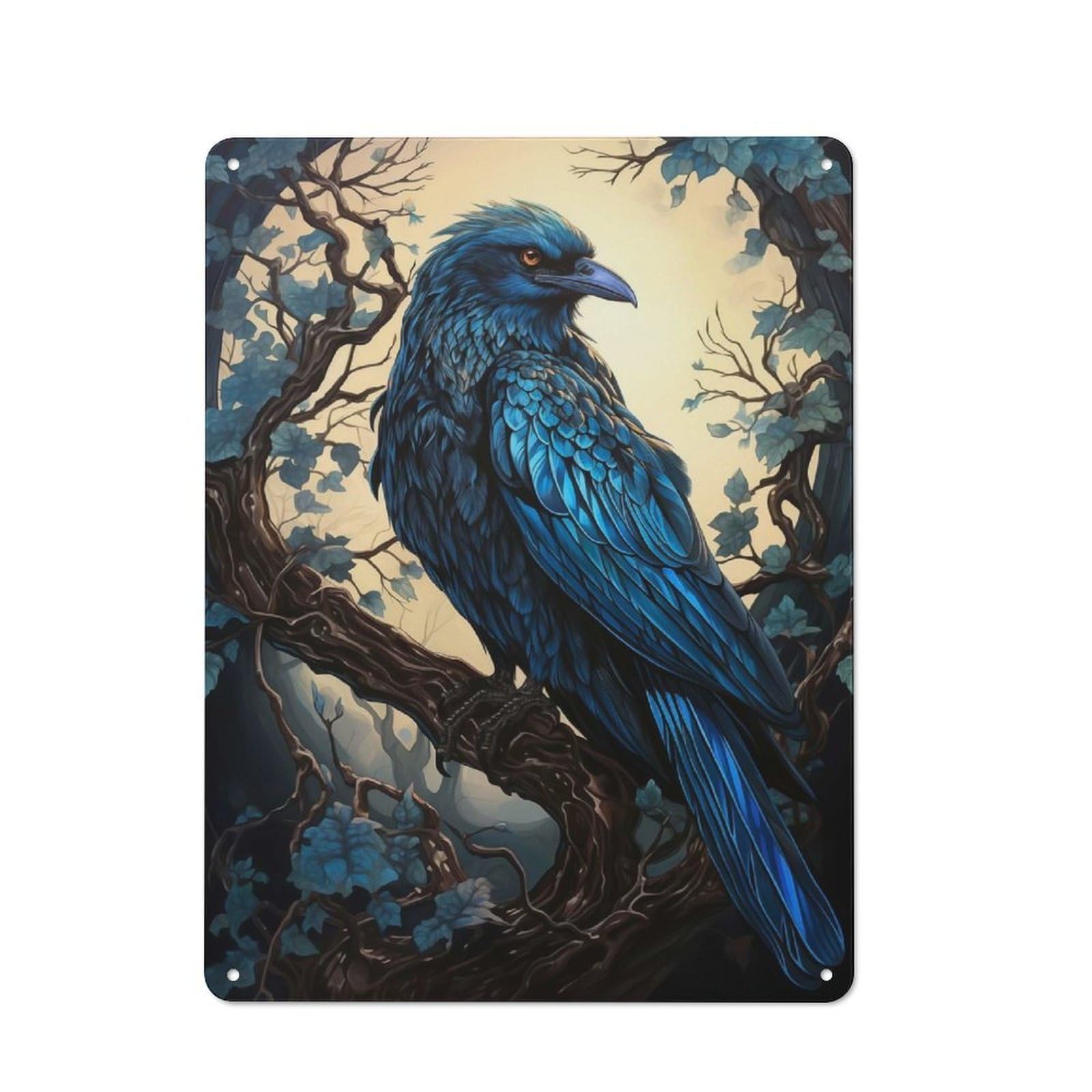 Junmoney Style-18 For Living Room Or Hallway, Crow Vintage Metal Plaque 40X30cm, For Vintage Wall Decor Fans, For Metal Sign Collectors