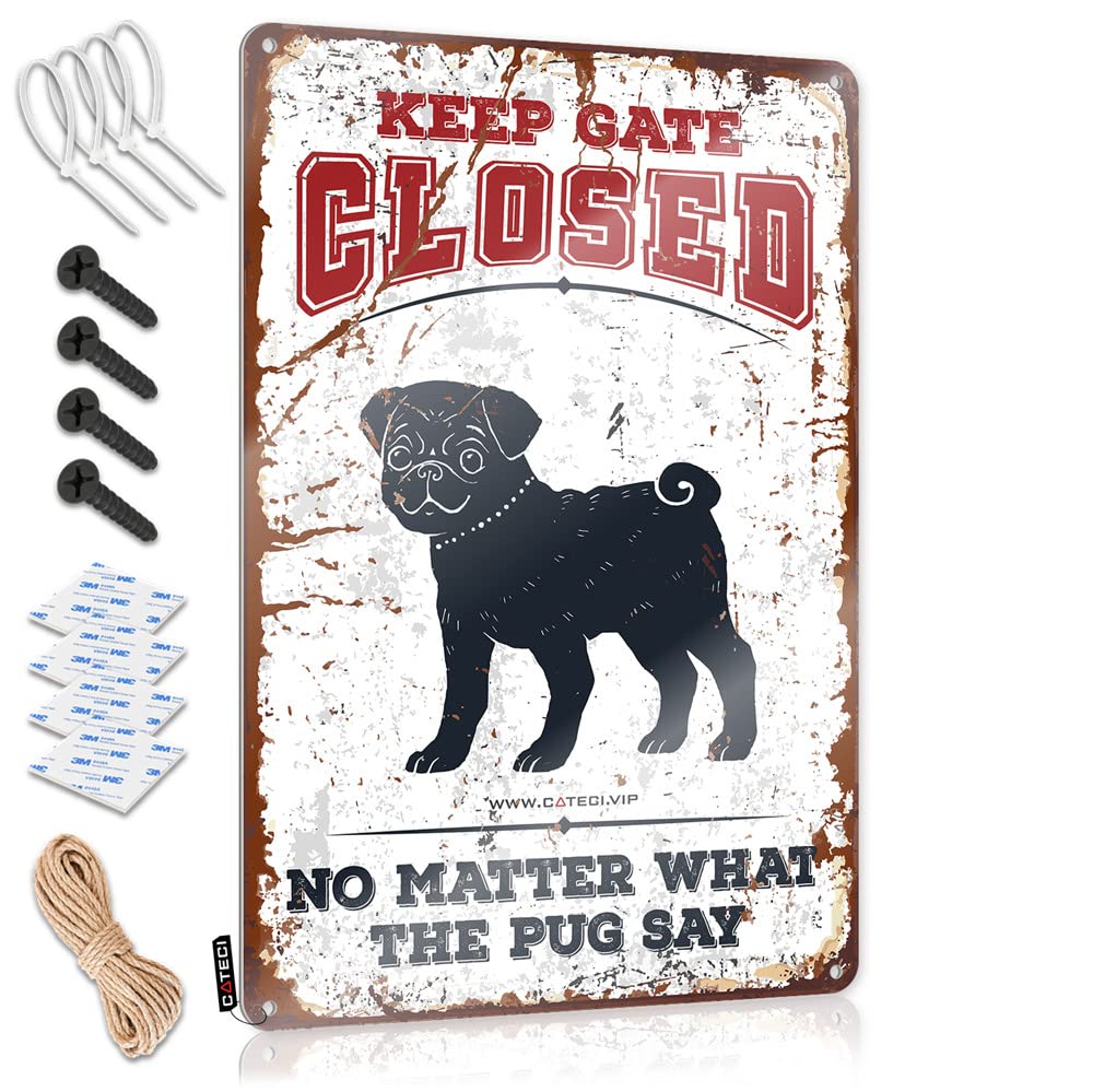 Posters Hanging Ready To Hang - Keep Gate Closed No Matter What The Pug Say Gift For Coworker For Gamers(30X40CM)