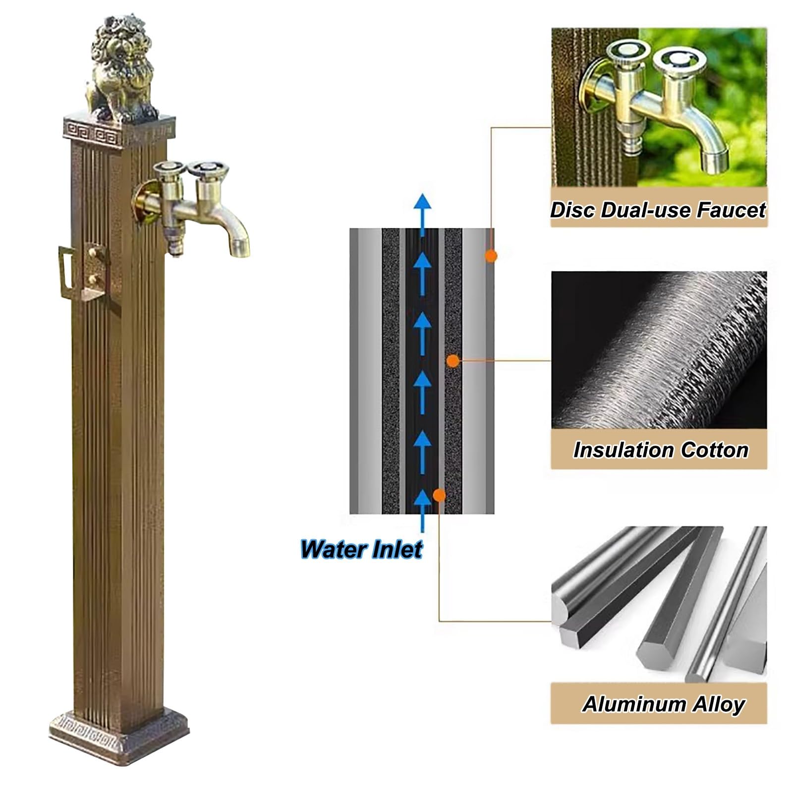 Générique Colonne d'Eau de Jardin extérieure avec Robinet Double Sur Pied, Installation Facile, idéale pour Les Cours et Les parcs - Design Rouge Compact pour Villas et jardins
