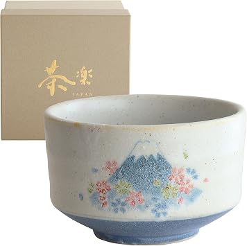 Dolce duo MW-1855 Matcha Bowl, Sakura Fuji Mino Ware, 4.3 inches 11 cm, Approx. 14.2 fl oz 420 ml, Boxed Tea Ceremony