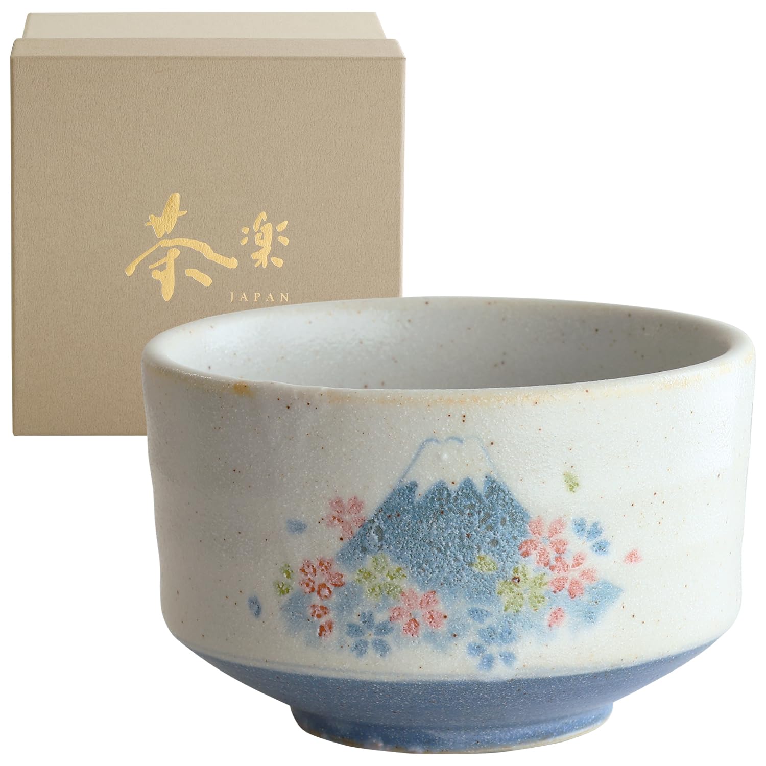 Mino Ware Sakura Fuji Matcha Chawan Bowl 4.3in 14oz Cherry Blossom Japan
