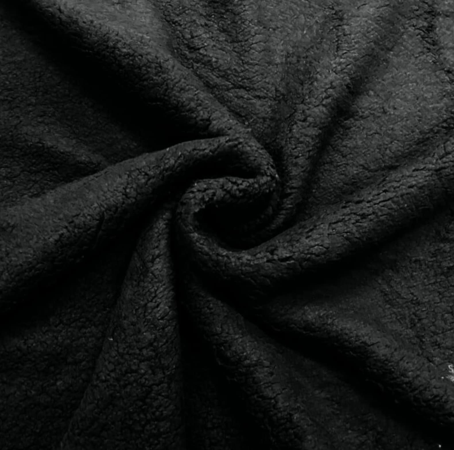 Sherpa Teddy Fabric Fleece Super Soft Lambswool Look Cuddle Fluffy Material (Metre 100cm x 150cm, Black)