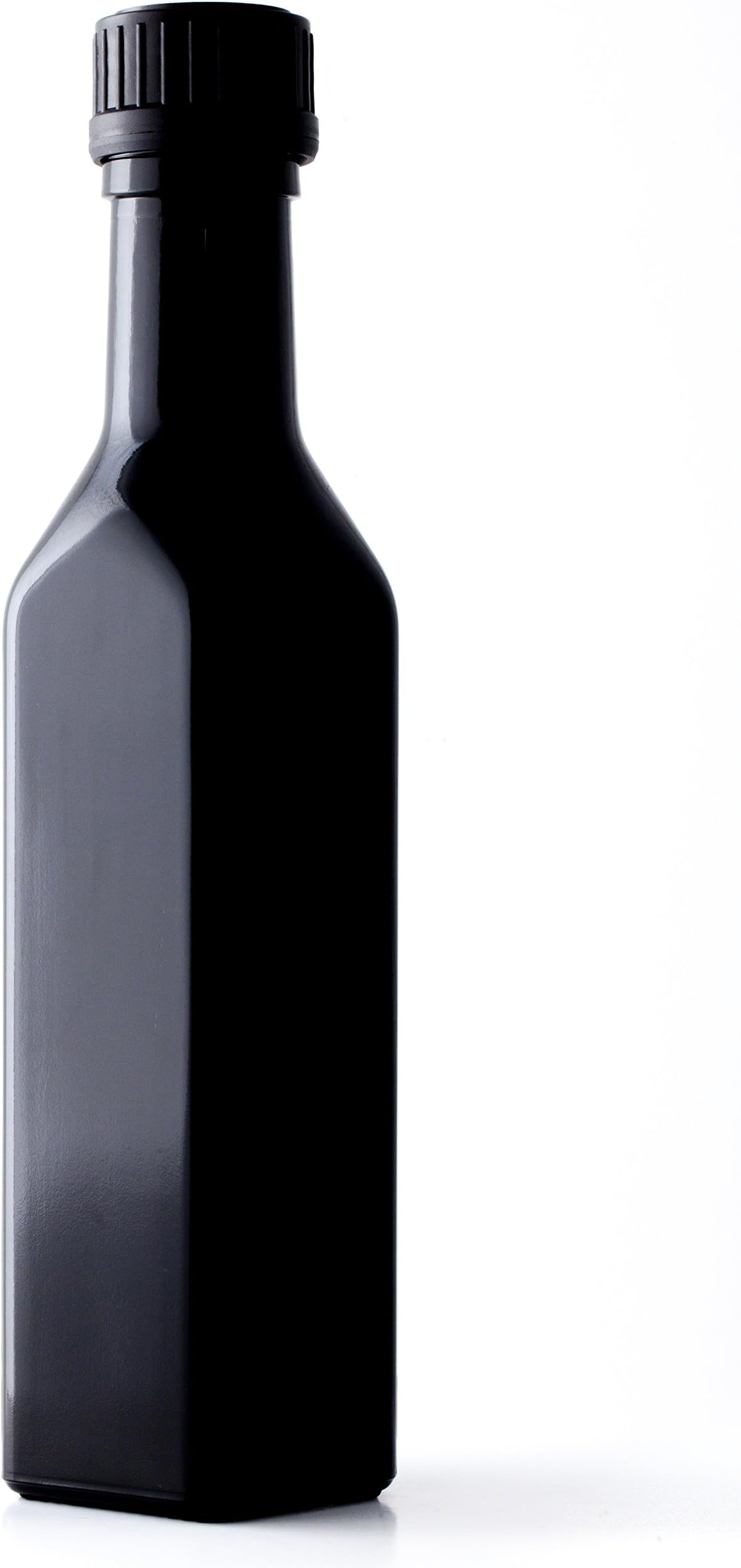 VIOLUX 250ml (8.5oz) Airtight, Square, UV Glass Bottle - Best for Cooking Oils, Vinegar, Sauces, Sake, Wine