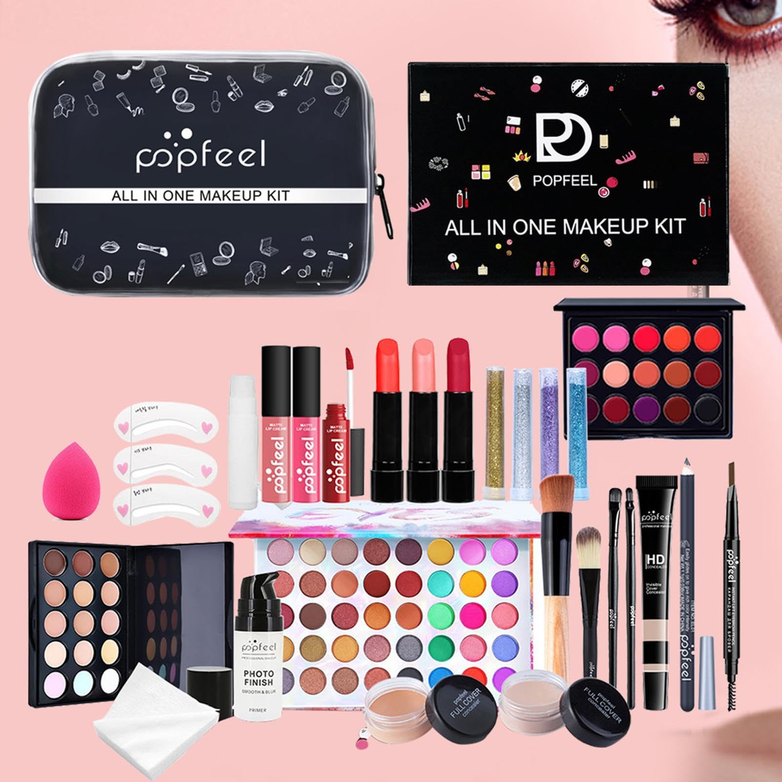 Kit trucco per principianti, set trucco completo per il viso per il trucco | Set di trucco da donna Set di trucco completo, kit di trucco portatile Set di cosmetici per trucc