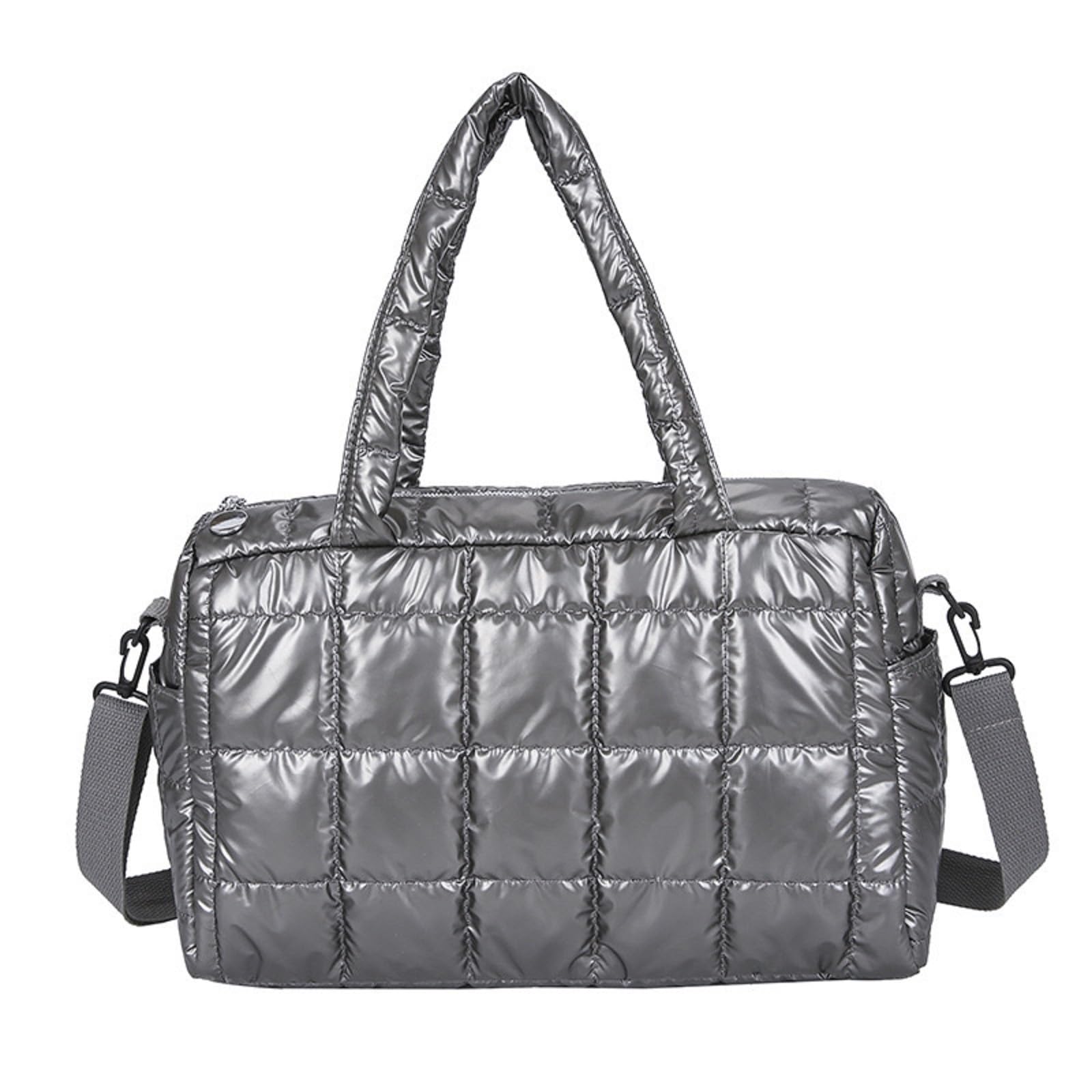 Bolsos Bolsos De Algodón De Invierno Bolsos Acolchados Por El Hombro Acolchado-Plata-36X16X25Cm