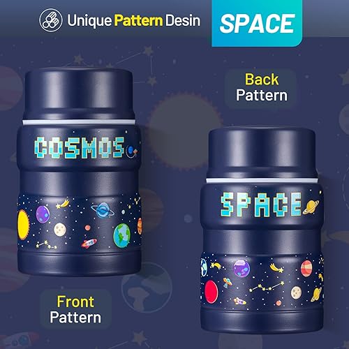 Miniatura 2 de Charcy Termo de 17 oz para comida caliente, contenedor de comida aislado con cuchara plegable QB - Espacio azul medianoche