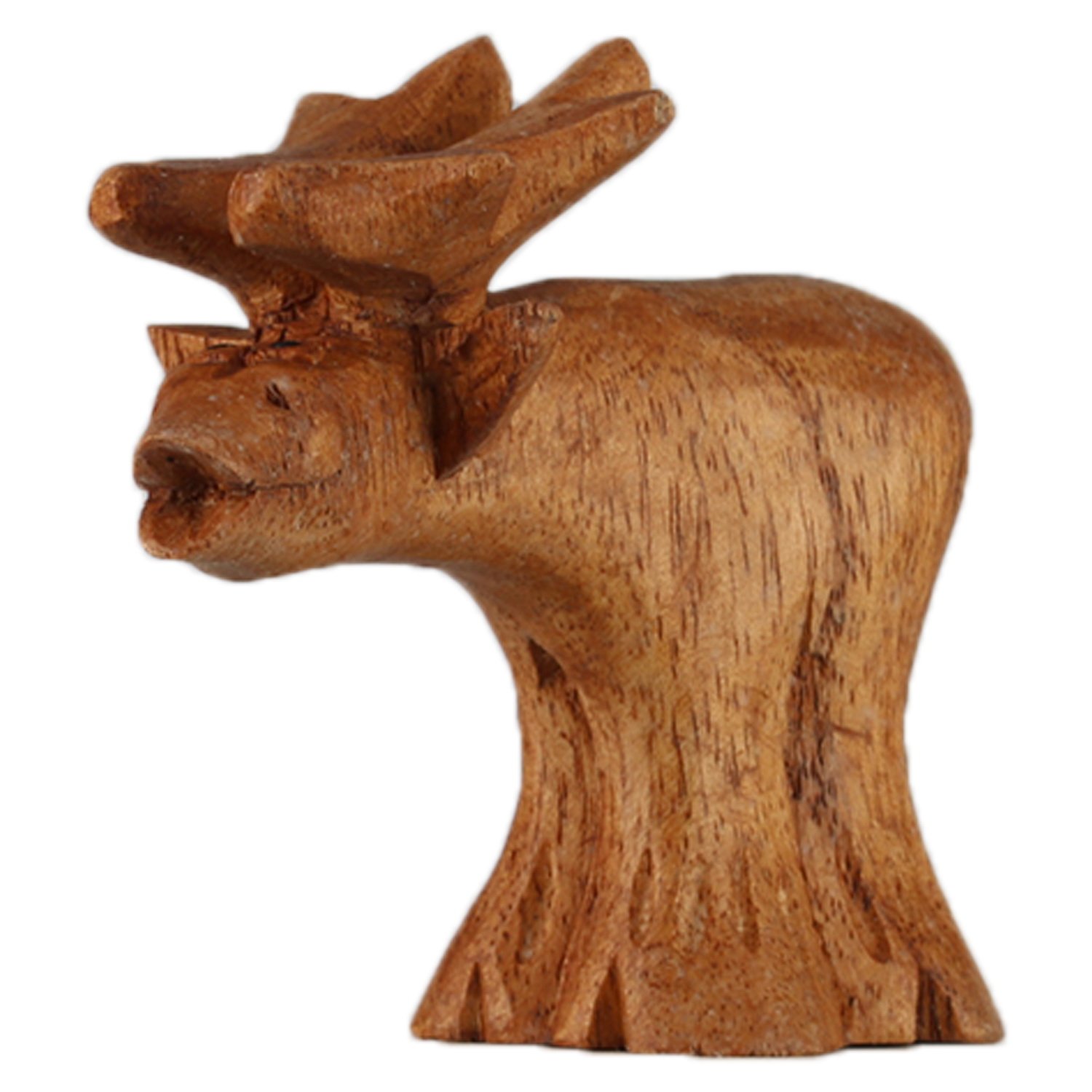 ART-CRAFT Holz-Elch Schnitzerei aus Pinien Holz leicht dunke