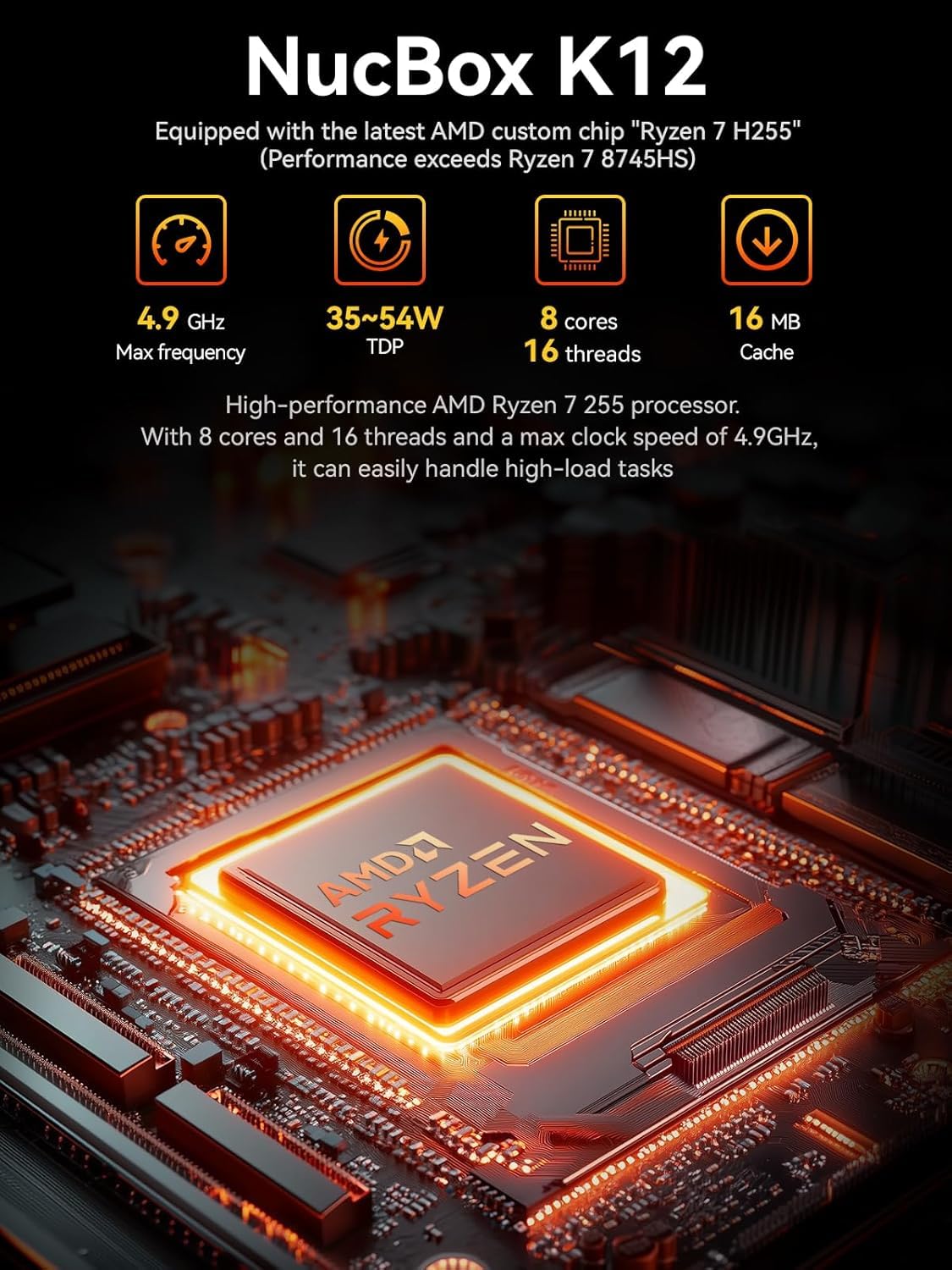GMKtec 3-Jahr-Garantie Gaming-PC AMD Ryzen 7 H 255 32GB DDR5 1TB SSD - Dettaglio