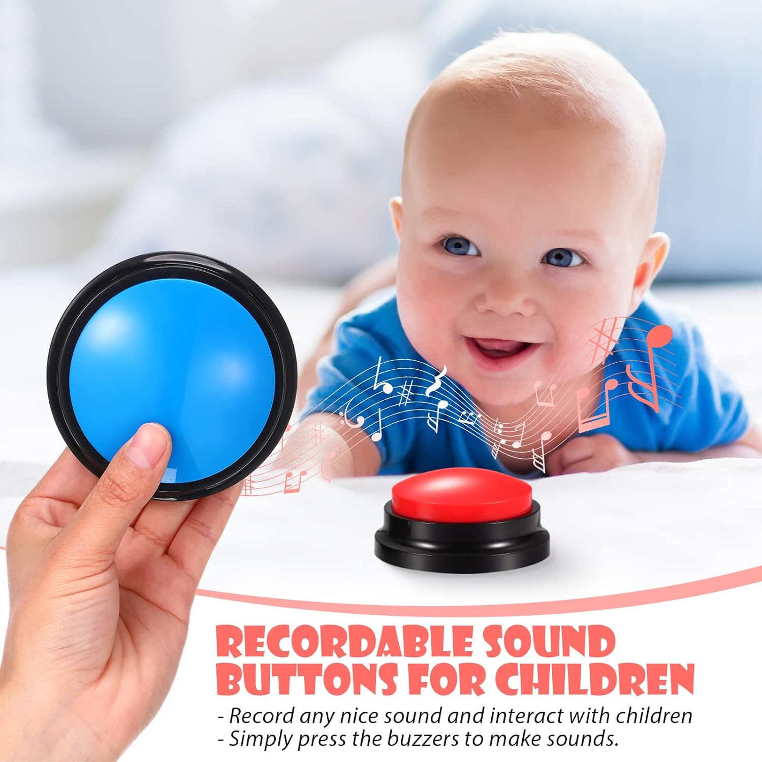 Yunsailing 12 Pack Game Show Buzzer Button Answer Buzzers Classroom Recordable Button for Classroom Team Family Game and Trivia Nights, Red Blue