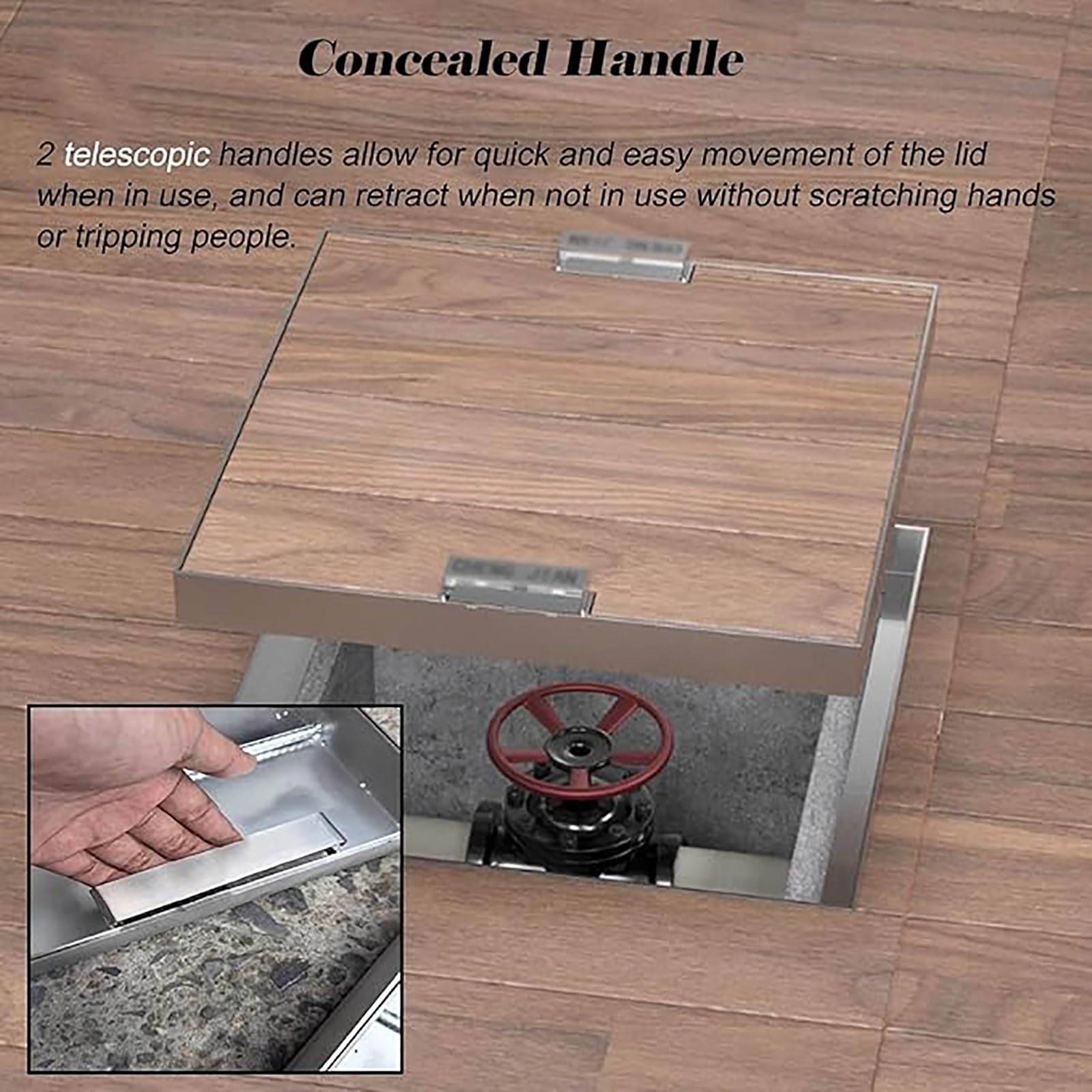 Coperchio di ispezione in Metallo Resistente, Coperchio per pozzetto Incassato con Base, Coperchio Quadrato per fognatura per Interni ed Esterni, Ideale per scuole, Hotel e fabbriche.