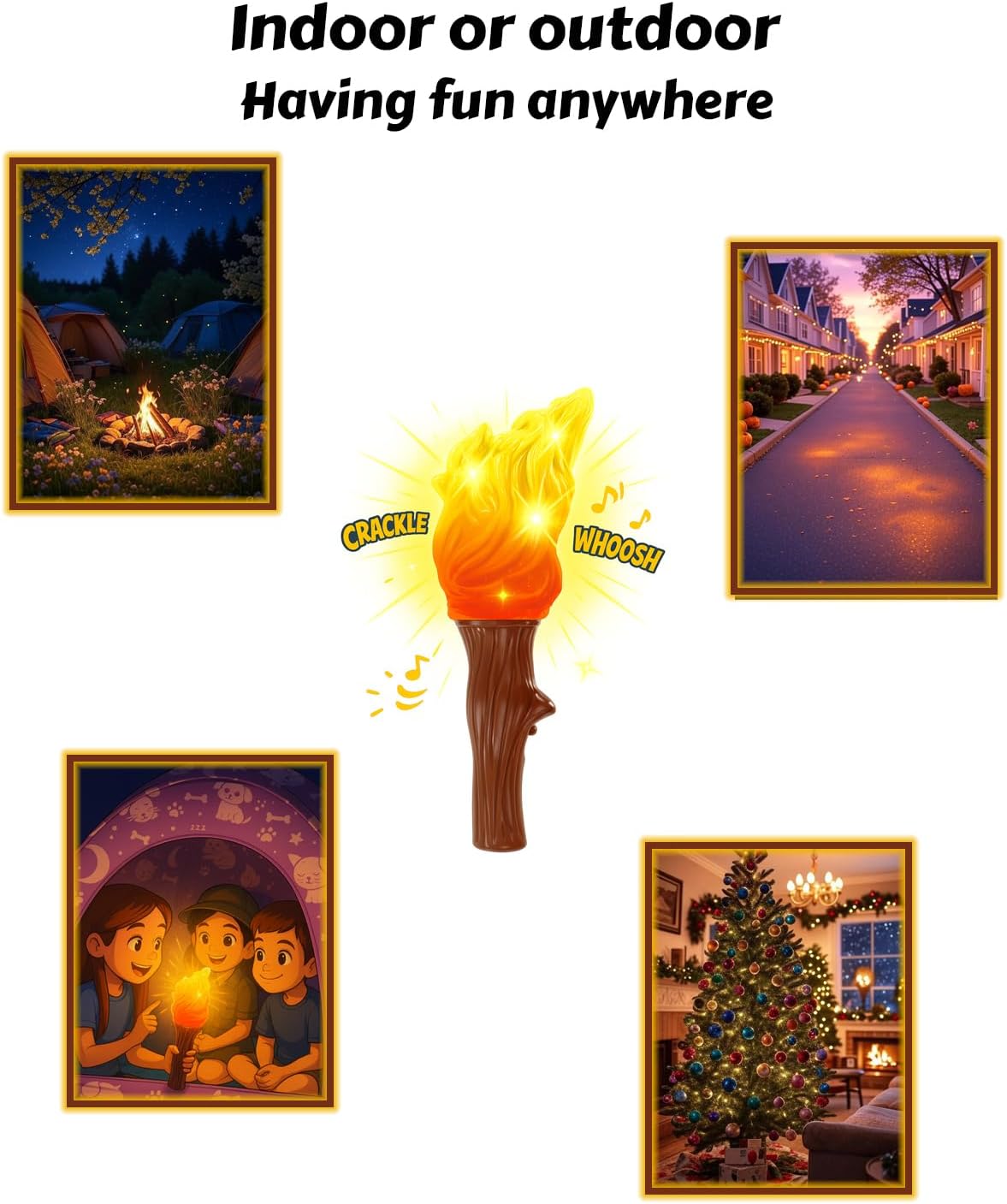 Kids Camping Toys - 2 Light Modes Kids Lantern Torch with Glowing Lights and Natural Sound Effects; Indoor/Outdoor Flashlights for Toddlers - Great Halloween, Holiday and Birthday Gift Ideas