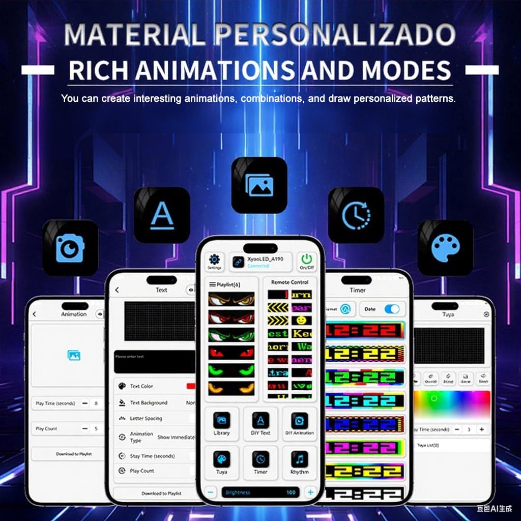 LED Devil Eye Lights for Windshield, LEDs Flexible APP Control Programmable LED Sign for Car Truck Motorcycle RV Window, Custom Animated Eyes Matrix Panel with Remote