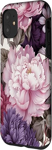 Miniatura 2 de Funda para iPhone 11 Elegant Blush Pink & Purple Vintage Floral Rose & Peony