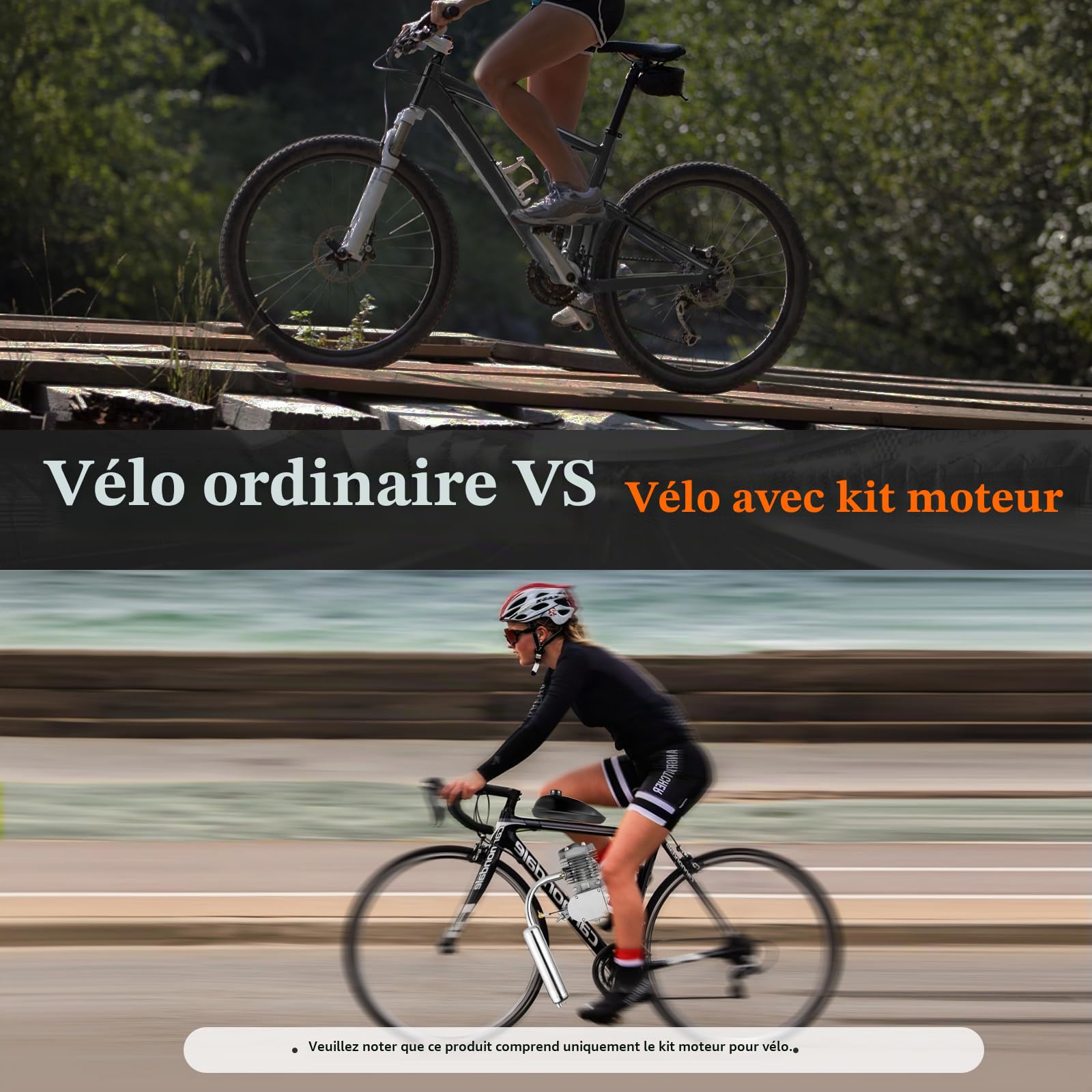 Kit de moteur de vélo 80 cc, 2 temps, silencieux motorisé, pour vélo à essence, vitesse maximale 38 km/h, pour VTT, etc