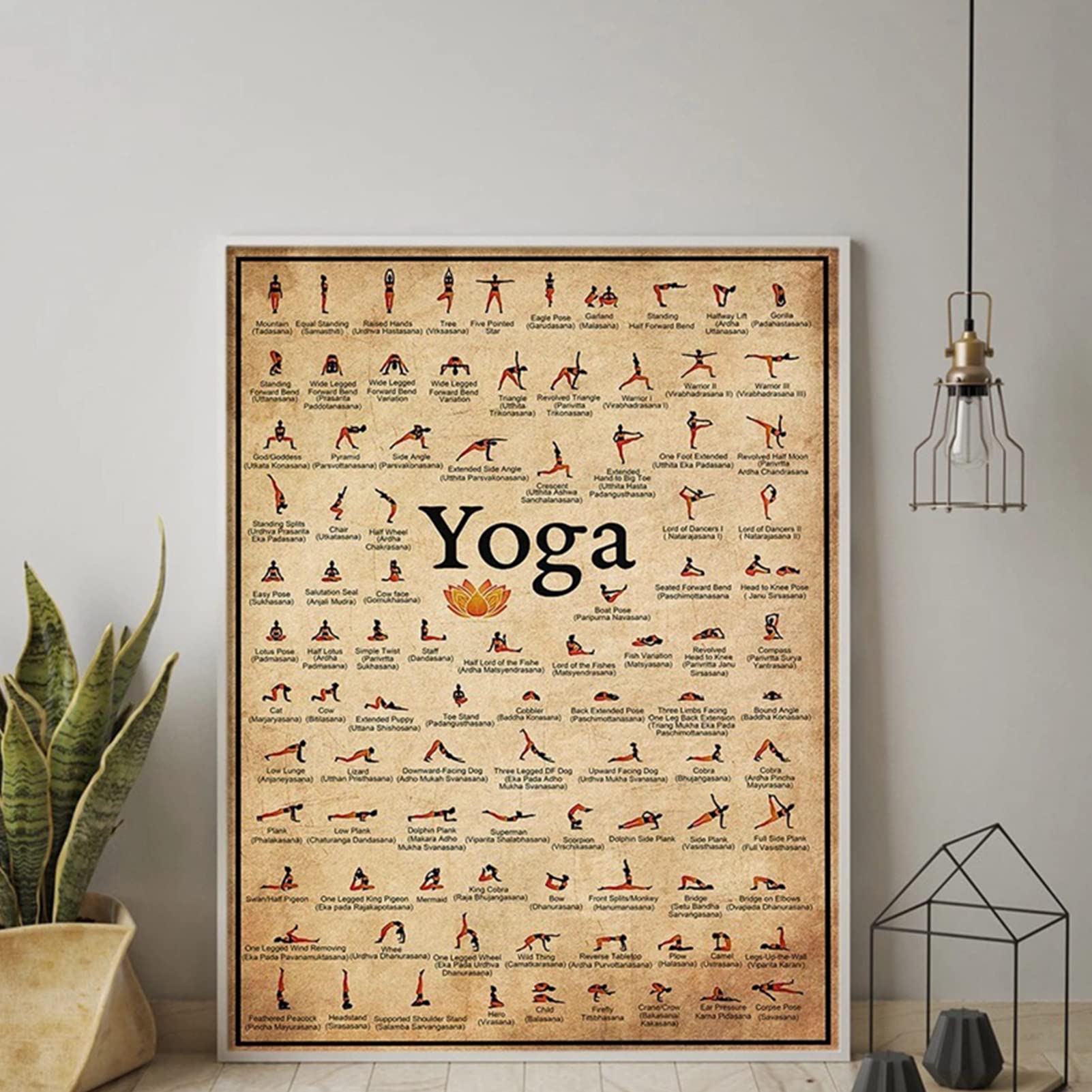 Poster de poses de yoga, affiches d'exercice pour tout le corps, décoration de salle de gym à domicile, accessoires de fitness, tableau de poses de yoga, affiches de yoga à domicile pour salle