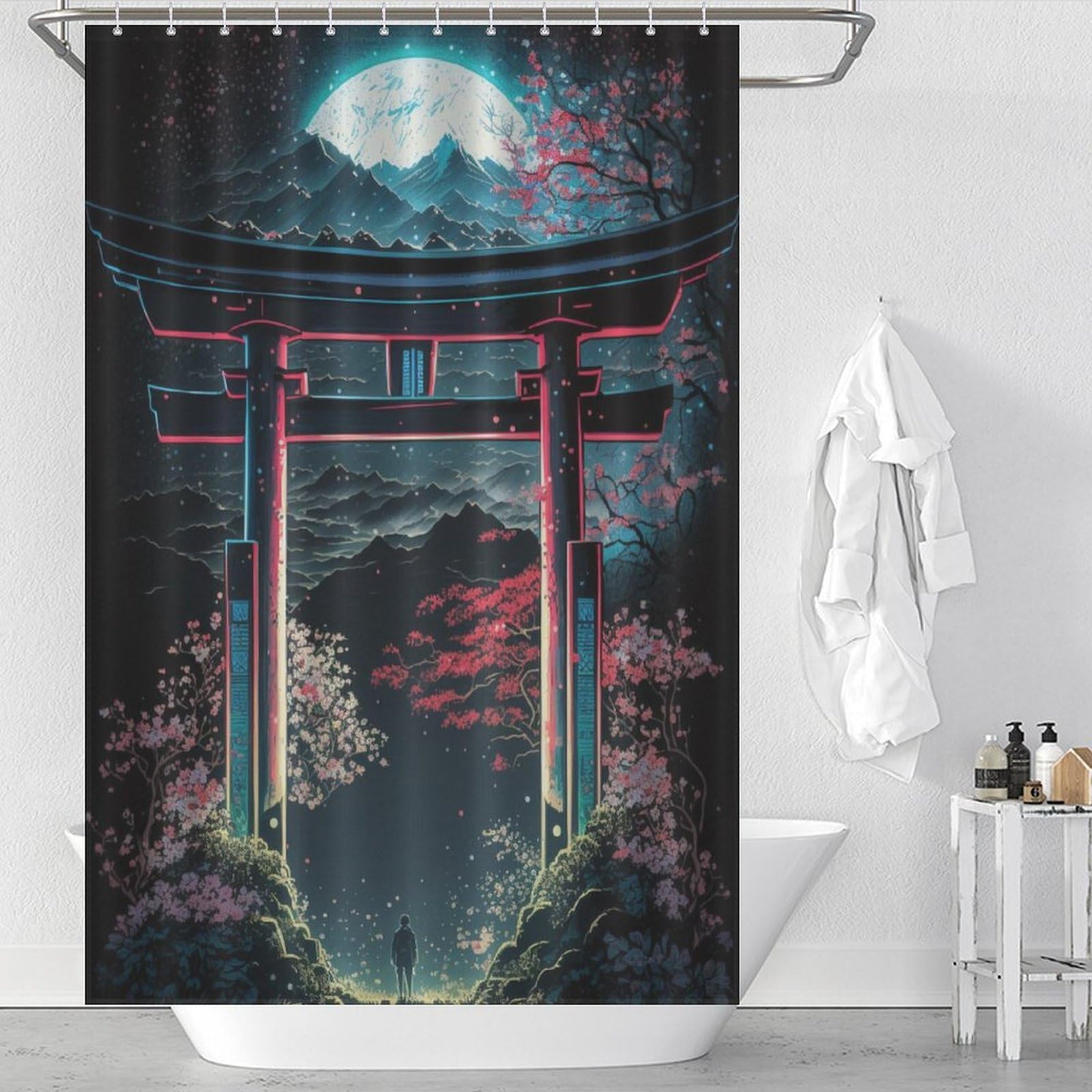 Rideau de douche imperméable Sanctuaire pour stopper l'eau dans la salle de bain