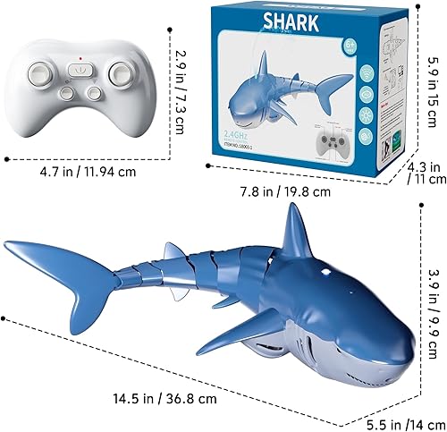 Miniatura 7 de Juguetes de tiburón a control remoto para niños y niños, tiburón de alta simulación a escala 118 para piscina, 2.4Ghz eléctrico RC Fish Boat