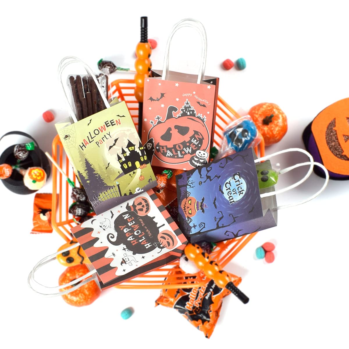 G2PLUS Sachets En Jute Halloween : 24 Pochettes Cadeaux 13x18cm Avec 24