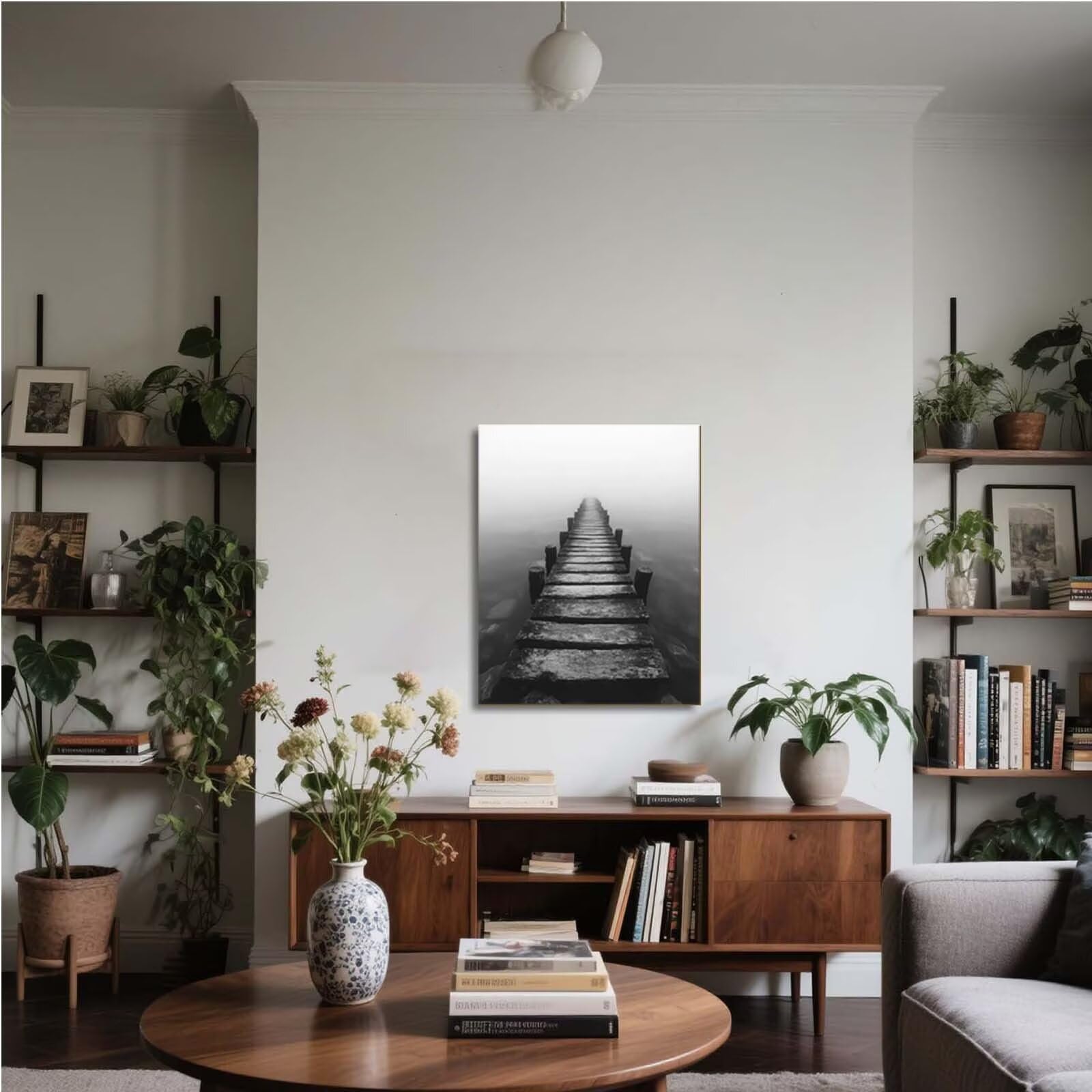 Malen Nach Zahlen Erwachsene mit Rahmen Landschaft Malen Nach Zahlen, DIY Basteln Erwachsene Abstrakt Leinwand Bilder, Paint by Numbers Handgemalt Ölgemälde Kit, Deko Wohnzimmer 60x80cm 8-1794