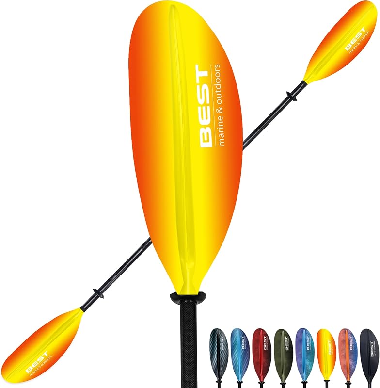 Paleta de kayak de fibra de carbono, diseño liviano de 2 piezas | Eje flotante de fibra de carbono con palas de polipropileno reforzado para kayaks de recreo y de travesía