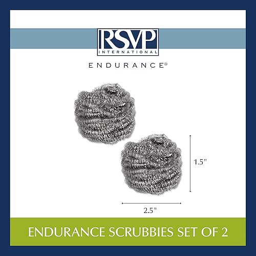Miniatura 6 de RSVP International Endurance Cleaning Collection - Exfoliantes de acero inoxidable, tratados térmicamente, prensados y rizados, de larga duración,