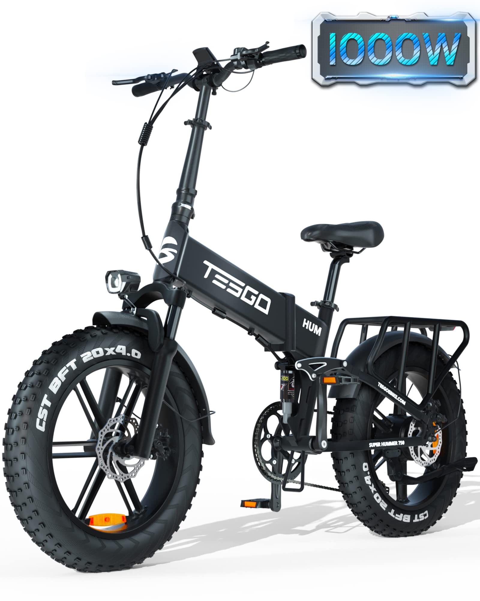 Buy Folding Electric Bike for Adult 1000W 32MPH, TESGO Hummer Pro 48V
