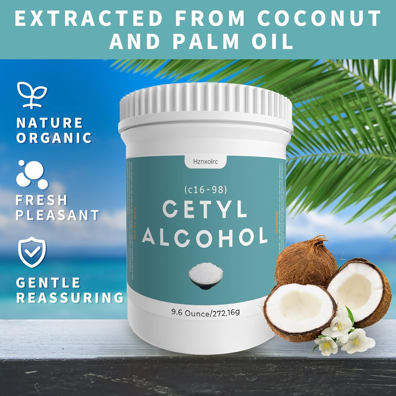 9.6 Ounce Cetyl Alcohol for Making Lotions, Premium Cetyl Alcohol Granules, Smooth and Emollient, Fresh and Pleasant, Suitable for Making Conditioners, Scrubs, Creams and More
