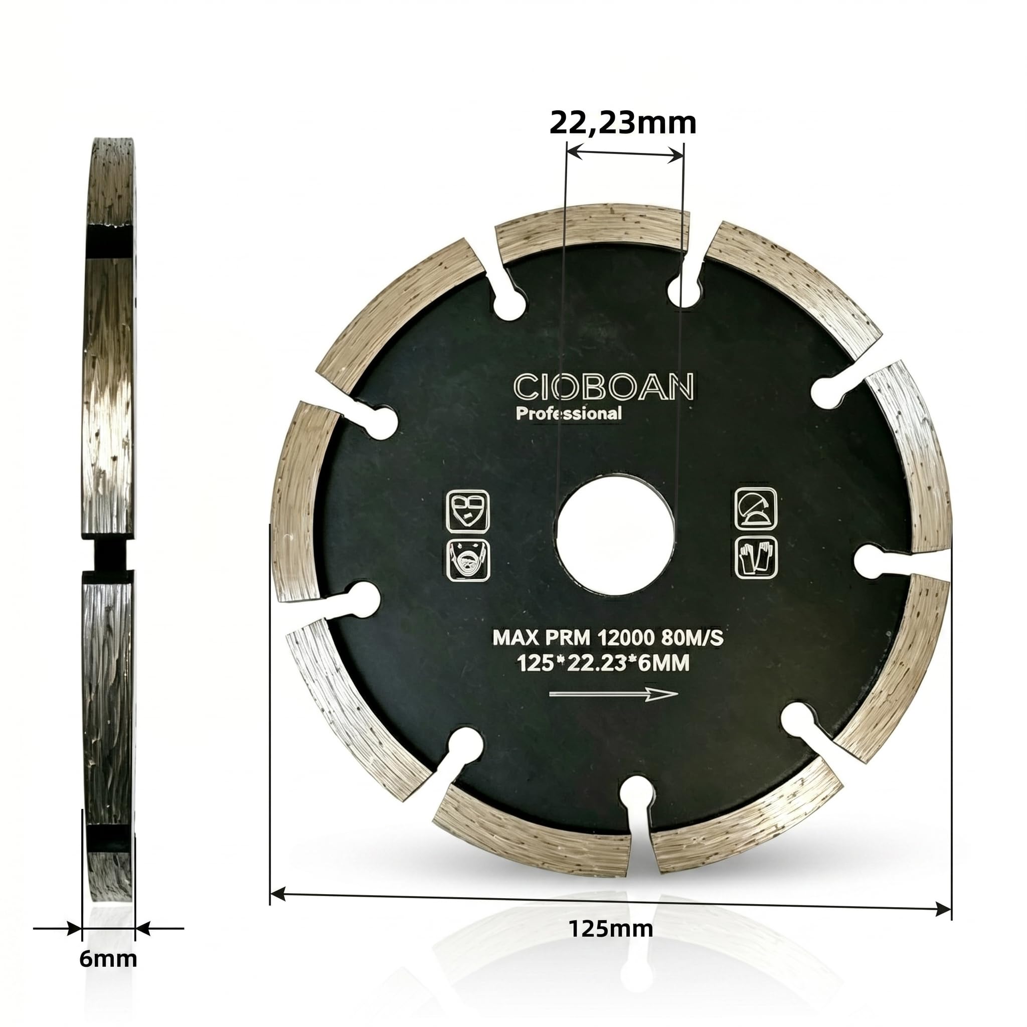 Disco da taglio diamantato, 125 mm, fresa per fughe, 6 mm