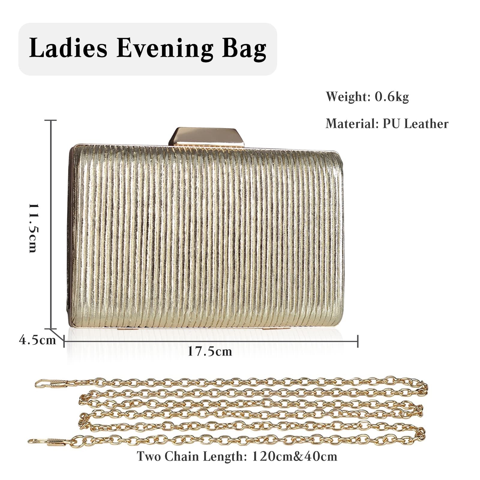 CORIOS Bolso de Fiesta para Mujer Clutch de Cuero PU Elegante Bolsos Bandolera Brillante Bolsa de Noche Bolso de Boda Bolso de Hombro para Fiesta de Graduación Boda Banquete Dorado