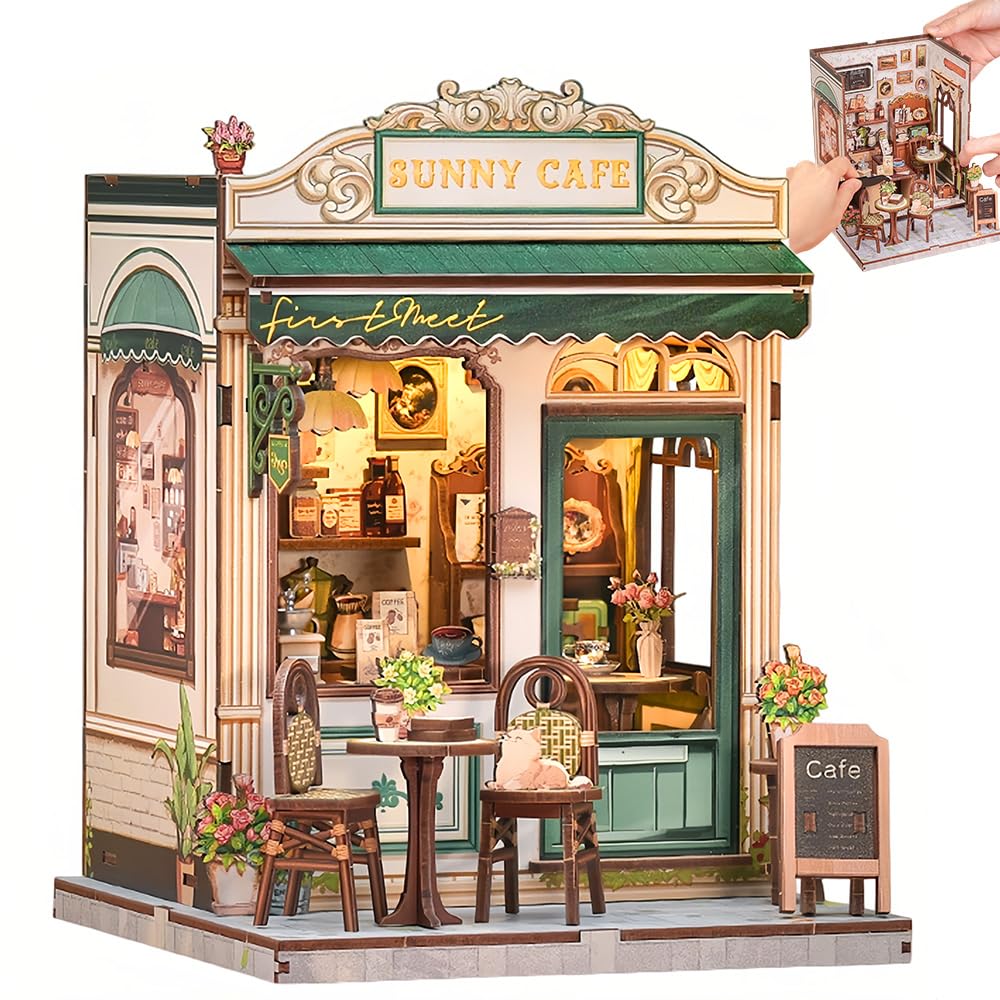 XEERUN Book Nook Kit for Adults DIY Miniature Dollhouse Kit, 3D Wooden Puzzles Book Nook Kit with LED Light