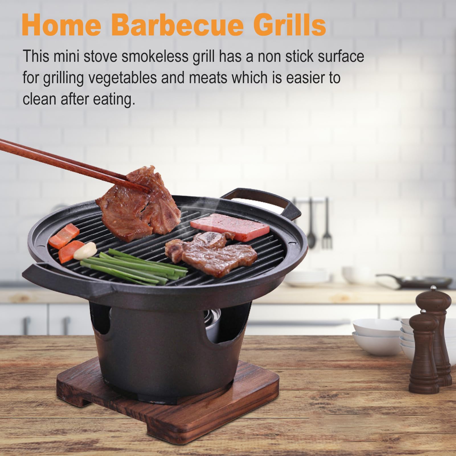 Przenośny mini grill bezdymny – piec do gotowania na węgiel drzewny, koreański styl do domu, kompaktowy 25 x 21 x 11 cm, idealny do użytku na zewnątrz i wewnątrz, akcesoria do grilla w zestawie