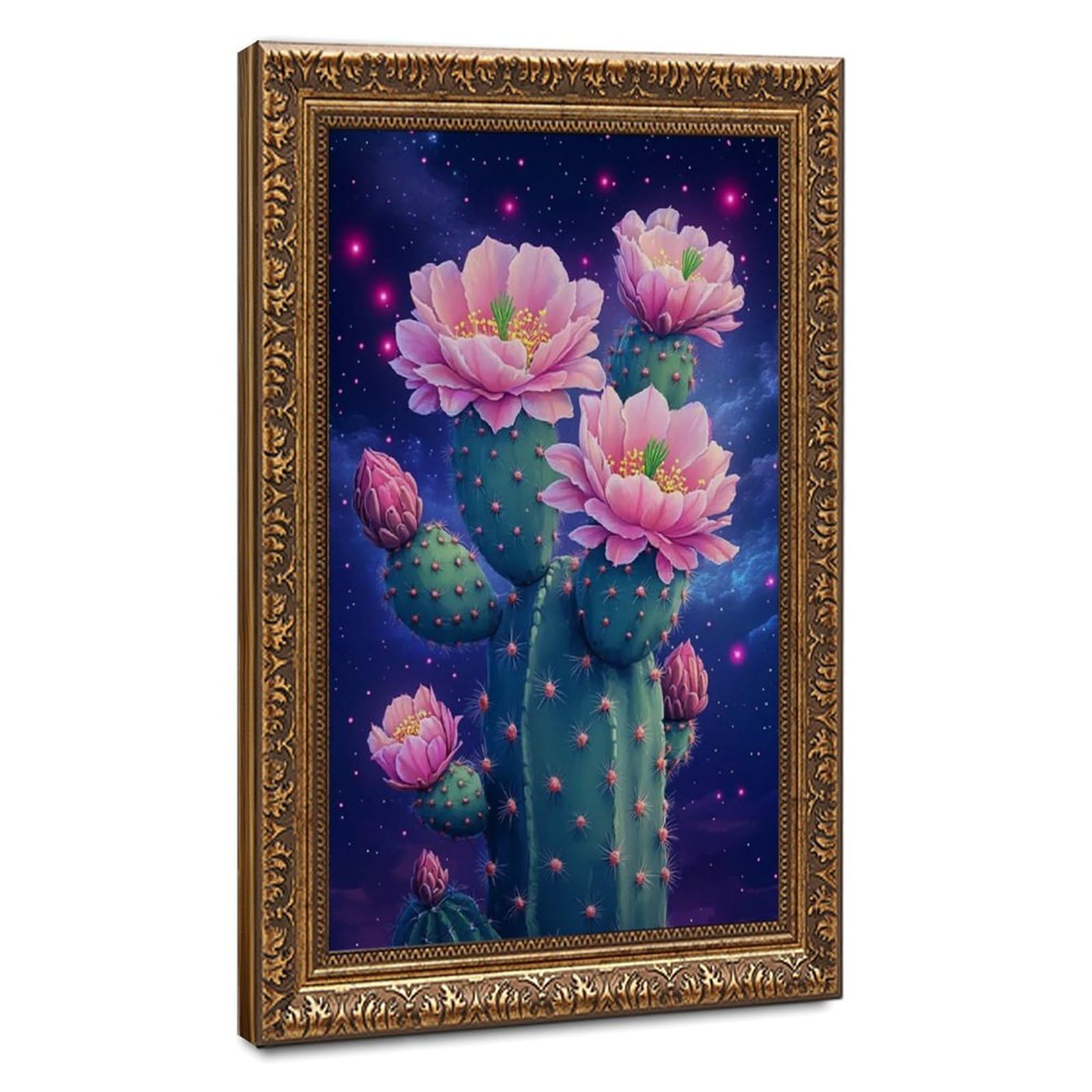 Bareronor Blooming Cactus Canvas Poster for Bedroom Decor Gift