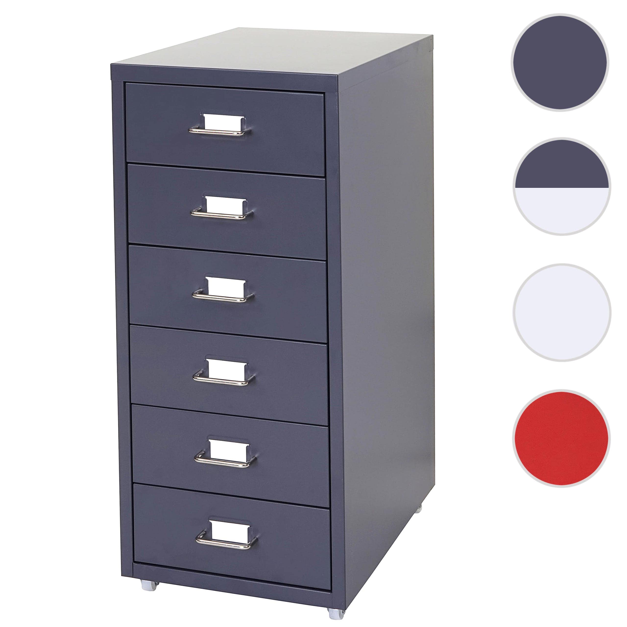 Mendler Cassettiera classificatore ufficio mobile Boston T851 con ruote 6 cassetti 69x28x41cm - antracite