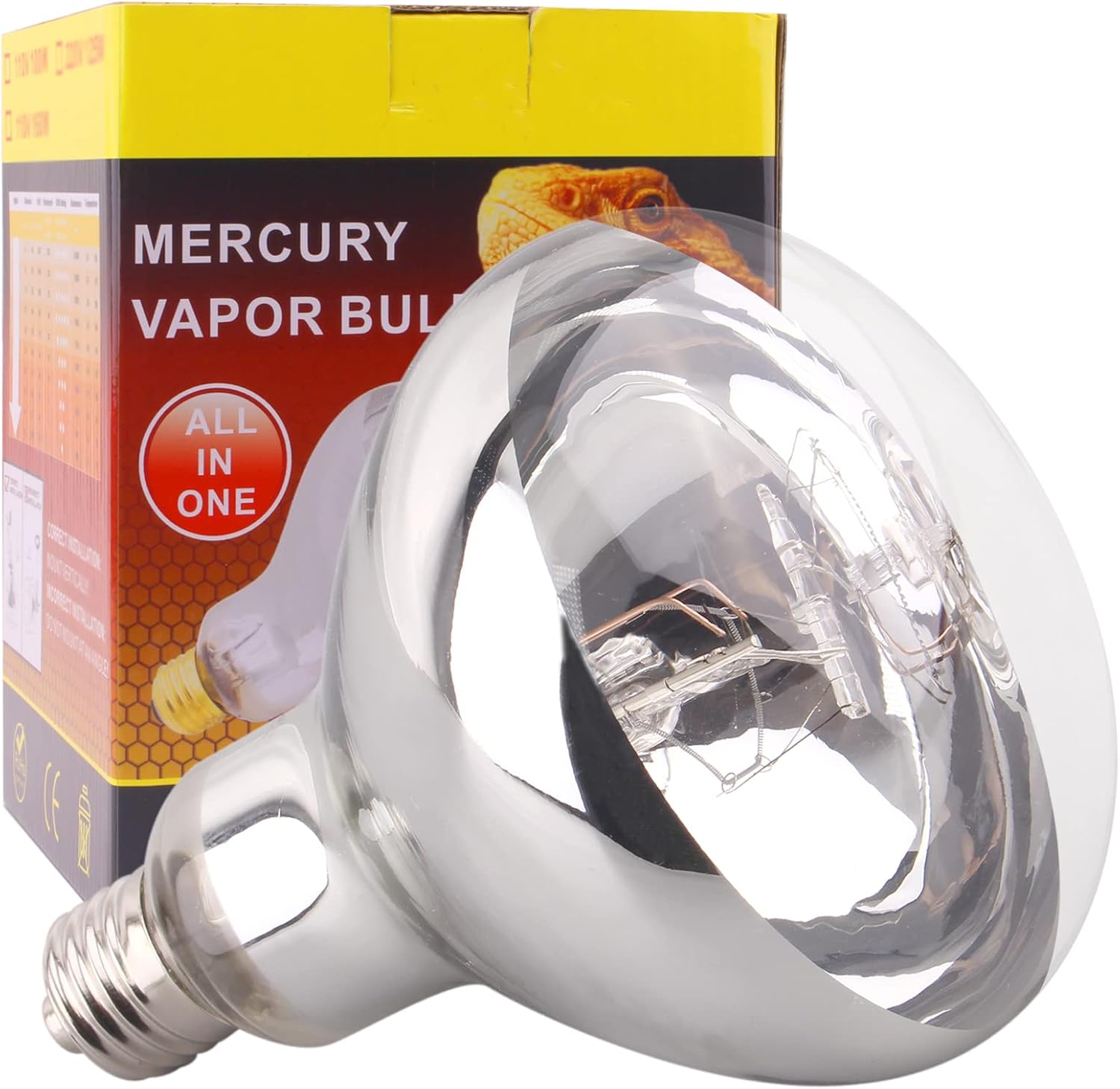DERNORD Mercury Vapour Bulb Tortoise 100W UVA UVB Heat Lamp Bulb for