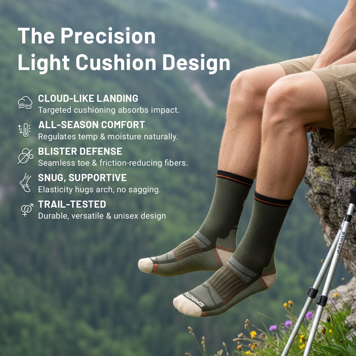 Ultralight Merino Wool Hiking Socks, Thin Breathable Crew Running Socks for Men Women, Moisture Wicking Athletic
