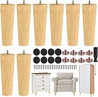 Vista 15 de TURSTIN 8 patas redondas para muebles de 3 pulgadas, patas redondas de madera maciza con tuercas en T M8, patas de sofá, patas de repuesto