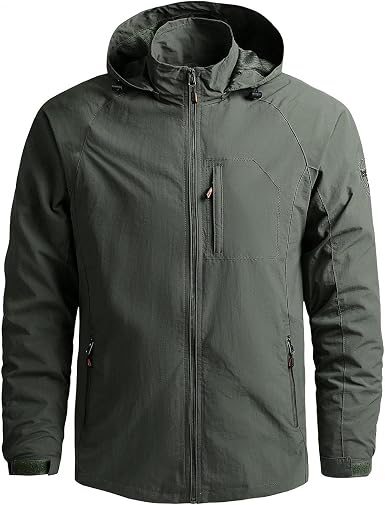 Amazon.com: Chaqueta impermeable ligera con capucha para hombre, impermeable  al aire libre, chaqueta cortavientos, abrigo para senderismo, viajes :  Ropa, Zapatos y Joyería
