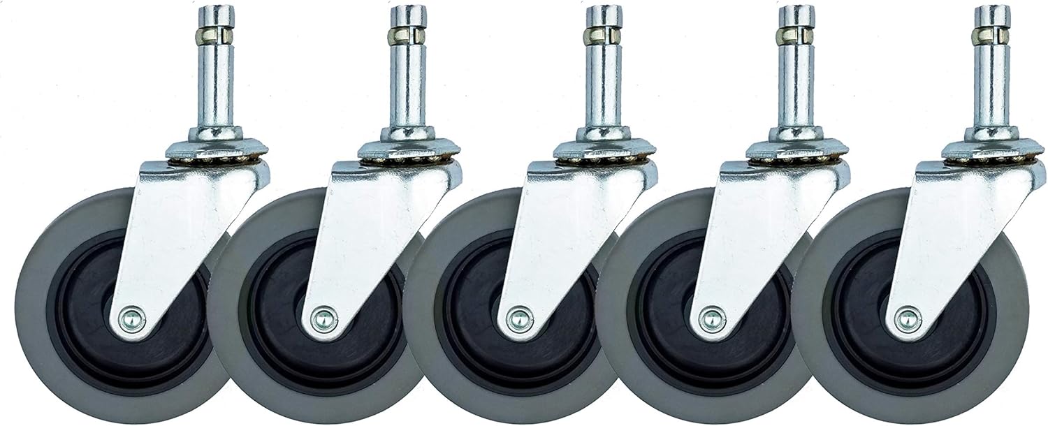 3" Brute Trash Bin Dolly Replacement Swivel Casters, Set of 5 Casters