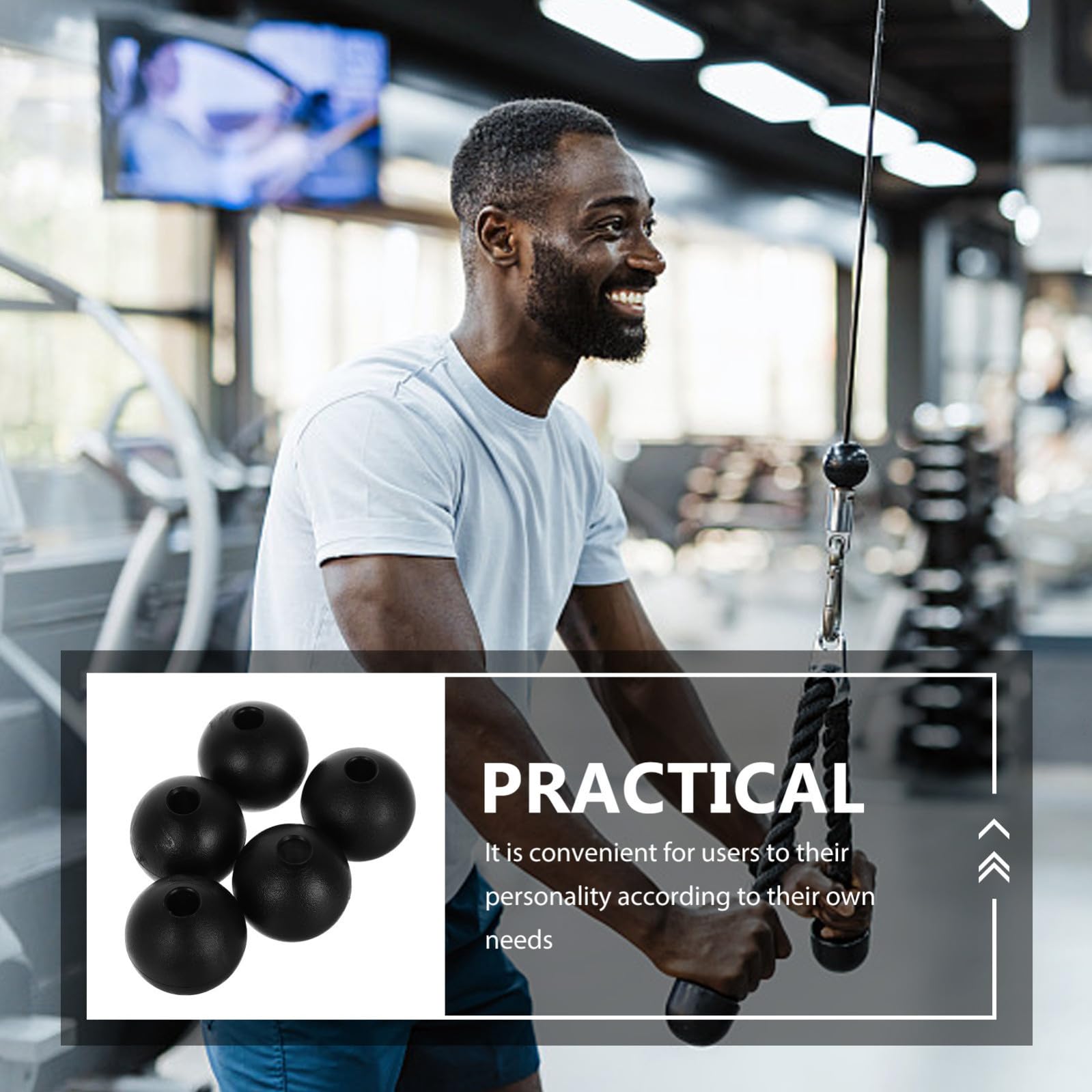 Generico Accessori per Fitness 5 Pezzi Fermapalla in Nailon Nero per Cavi Palestra, Sostituzione Pratica per Attrezzature di Allenamento Domestico