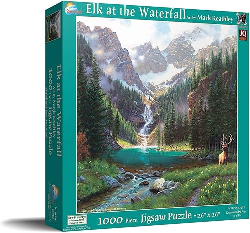Miniatura 2 de SUNSOUT INC - Elk at The Waterfall - Rompecabezas de 1000 piezas por artista: Mark Keathley - Tamaño acabado 26" x 26" - MPN # 52982