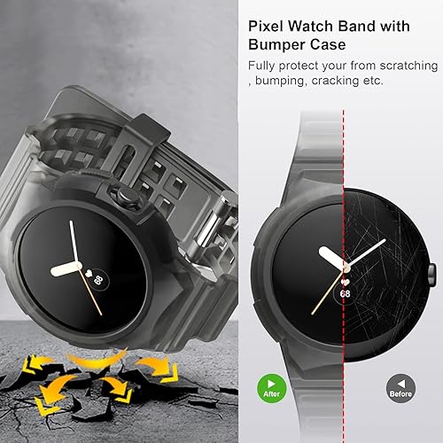 Miniatura 3 de BHARVEST Correa de reloj compatible con Pixel con funda de parachoques correa de silicona suave mejorada con funda entrelazada accesorios para