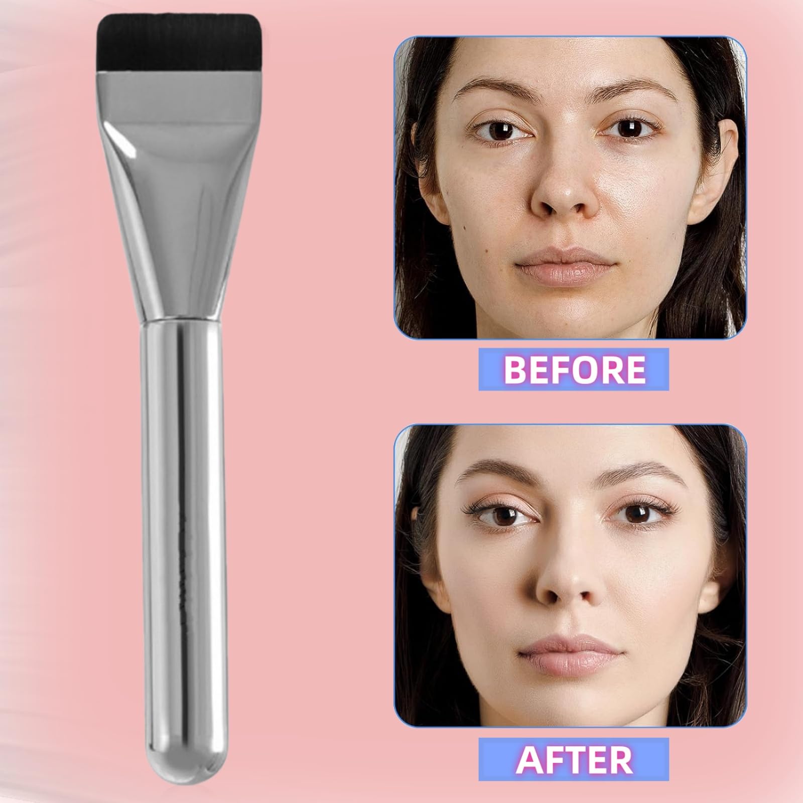 3 pennelli sottili per fondotinta liquido, pennello piatto per fondotinta liquido, pennello dritto per fondotinta, pennello per applicazione cosmetica Wakemake, trucco viso