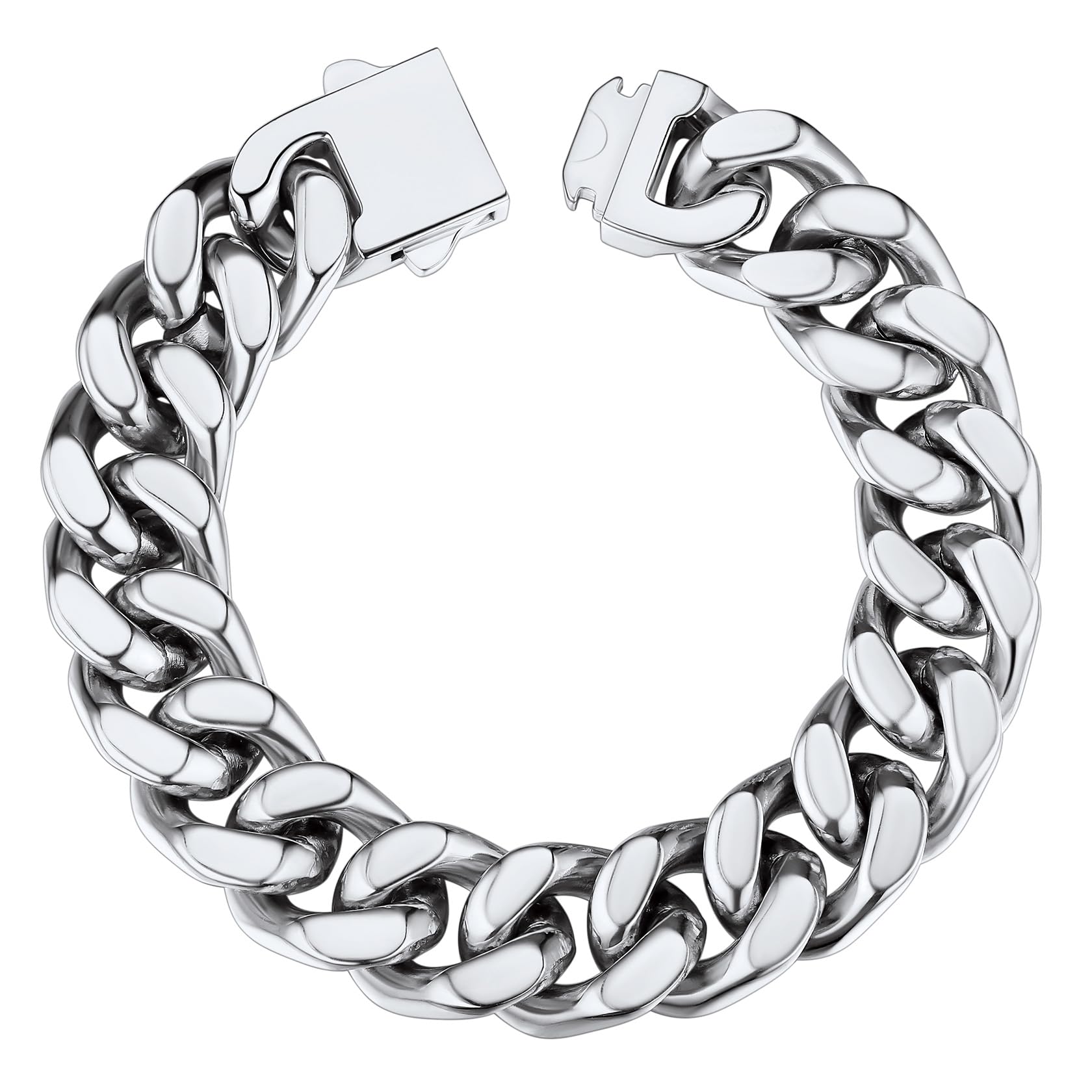 ChainsHouse Stainless Steel Cuban Link Bracelet for Men, 5mm/7mm/9mm/12mm Width, 7.5"/8.3"/9" Length, Black/18K Gold Plated Chain Wrist Bracelets for Men, with Gift Box